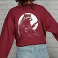 Raccoon Guitarist Moon Print Women's Oversized Sweatshirt - Fun & Cozy Maroon Raccoon Guitarist Moon Print Women's Oversized Sweatshirt - Fun & Cozy Maroon