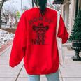 Howdy Cowboy Raccoon Oversized Women's Sweatshirt | Fun Animal Theme Red