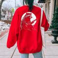 Raccoon Guitarist Moon Print Women's Oversized Sweatshirt - Fun & Cozy Red Raccoon Guitarist Moon Print Women's Oversized Sweatshirt - Fun & Cozy Red