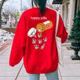 Raccoon Lover Oversized Sweatshirt | Women's Happy Theme, Back Print Red