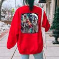 Three Raccoon Moon Women's Oversized Sweatshirt – Meme Back Print Red