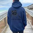 Raccoon & Moon Oversized Women's Hoodie - Back Print Trash Panda Style Navy Blue Raccoon & Moon Oversized Women's Hoodie - Back Print Trash Panda Style Navy Blue