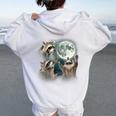 Raccoon Howling Moon Women's Hoodie - Quirky Back Design White