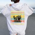 Retro Angry Raccoon Back Print Women's Hoodie | Delightful Animal Theme White Retro Angry Raccoon Back Print Women's Hoodie | Delightful Animal Theme White