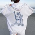 Stay Trashy Raccoon Halloween Women's Hoodie with Back Print White Stay Trashy Raccoon Halloween Women's Hoodie with Back Print White