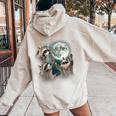 Raccoon Howling Moon Women's Hoodie - Quirky Back Design Sand
