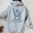 Stay Trashy Raccoon Halloween Women's Hoodie with Back Print Sport Grey Stay Trashy Raccoon Halloween Women's Hoodie with Back Print Sport Grey