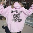 Sarcastic Raccoon Women's Hoodie - Sweet Yet Fierce Back Print Light Pink