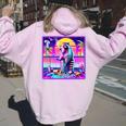 Vaporwave Raccoon Hoodie - Retro Synthwave Style for Women Light Pink