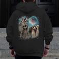 Raccoon Moon Howling Hoodie | Unisex Zip-Up with Back Print