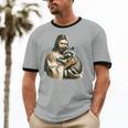 Vintage Jesus & Raccoon Cotton T-Shirt - Unisex Ringer Tee Vintage Jesus & Raccoon Cotton T-Shirt - Unisex Ringer Tee