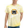 Raccoon Tie-Dye T-Shirt | Cute Trash Panda Design | Cartoon Style Yellow Tie-Dye