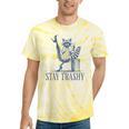 Stay Trashy Raccoon Tie-Dye T-Shirt - Feminine Halloween Fun Yellow Tie-Dye Stay Trashy Raccoon Tie-Dye T-Shirt - Feminine Halloween Fun Yellow Tie-Dye