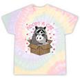 Adopt a Cat Team | Tie-Dye T-Shirt | Raccoon & Opossum Design Hazy Rainbow Tie-Dye