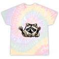 Funny Racoon Tie-Dye T-Shirt - Quirky Quote on Waste Management Hazy Rainbow Tie-Dye Funny Racoon Tie-Dye T-Shirt - Quirky Quote on Waste Management Hazy Rainbow Tie-Dye