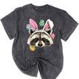 Easter Bunny Raccoon T-Shirt - Mineral Wash Unisex Tee for Easter Fans Mineral Black