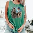 Raccoon Howling Moon Unisex Tank Top - Comfort Wear for All Ages Light Green