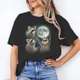 Raccoon Trio Howling at Moon Unisex T-Shirt - Quirky Night Theme Raccoon Trio Howling at Moon Unisex T-Shirt - Quirky Night Theme