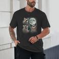 Raccoon Trio Howling at Moon Unisex T-Shirt - Quirky Night Theme Raccoon Trio Howling at Moon Unisex T-Shirt - Quirky Night Theme