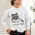 Raccoon With Moon Unisex Long Sleeve Tee | Trash Panda Design