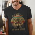 Raccoon 'Trash Panda' Cartoon Men's V-Neck Tee - Fun Wildlife Design Raccoon 'Trash Panda' Cartoon Men's V-Neck Tee - Fun Wildlife Design