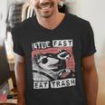 Raccoon V-Neck Men's T-Shirt | Playful Strawberry Design