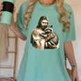 Jesus Hugging Raccoon - Vintage Women's Comfort Colors T-Shirt Chalky Mint