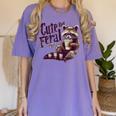 Women's Comfort Colors T-Shirt - Cute Raccoon Coffee Vintage Design Violet