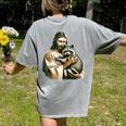 Vintage Jesus Hugging Raccoon Women's T-Shirt - Comfy Back Print Grey