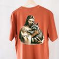 Vintage Jesus Hugging Raccoon Women's T-Shirt - Comfy Back Print Yam