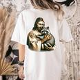 Vintage Jesus Hugging Raccoon Women's T-Shirt - Comfy Back Print Ivory