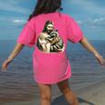 Vintage Jesus Hugging Raccoon Women's T-Shirt - Comfy Back Print Crunchberry