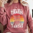 Save The Trash Pandas Sweatshirt - Vintage Retro Raccoon Design Crimson Save The Trash Pandas Sweatshirt - Vintage Retro Raccoon Design Crimson