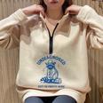 Cowboy Raccoon Meme Half Zip Sweatshirt | Humorous Oversized Hoodie Sand