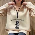 Raccoon Cowboy Half Zip Oversized Sweatshirt - Fun & Cozy Style Sand Raccoon Cowboy Half Zip Oversized Sweatshirt - Fun & Cozy Style Sand