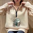 Raccoon Moon Howling Half-Zip Sweatshirt | Cozy Oversized Fit Sand