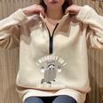 Raccoon Trash Panda Oversized Half-Zip Sweatshirt - Gym Companion Sand Raccoon Trash Panda Oversized Half-Zip Sweatshirt - Gym Companion Sand