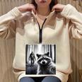 Sasquatch Bigfoot & Scared Raccoon Half Zip Oversized Sweatshirt Sand Sasquatch Bigfoot & Scared Raccoon Half Zip Oversized Sweatshirt Sand