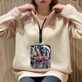 Three Raccoon Moon Oversized Sweatshirt - Cozy Meme Style Sand