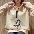 Vintage Cowboy Raccoon Half Zip Sweatshirt | 90s Western Retro Style Sand