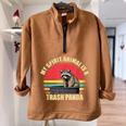 Trash Panda Enthusiast Sweatshirt - Oversized Half-Zip for Raccoon Lovers Brown