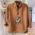 Vintage Cowboy Raccoon Half Zip Sweatshirt | 90s Western Retro Style Brown