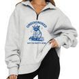 Cowboy Raccoon Meme Half Zip Sweatshirt | Humorous Oversized Hoodie Grey