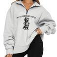 Raccoon Cowboy Half Zip Oversized Sweatshirt - Fun & Cozy Style Grey Raccoon Cowboy Half Zip Oversized Sweatshirt - Fun & Cozy Style Grey