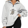 Raccoon Trash Panda Oversized Half-Zip Sweatshirt - Gym Companion Grey Raccoon Trash Panda Oversized Half-Zip Sweatshirt - Gym Companion Grey
