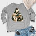 Raccoon Lover Women's Crewneck Sweatshirt - Vintage Jesus Hug Design Heather Light Gray Raccoon Lover Women's Crewneck Sweatshirt - Vintage Jesus Hug Design Heather Light Gray