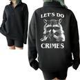 Raccoon Half Zip Sweatshirt - Oversized Fun for Animal Lovers Black