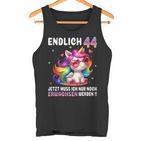 44 Geburtstag Geschenke Frau 44 Jahre Einhorn Party Outfit Tank Top