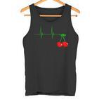 Cherry Heartbeat Cherries Fruits Ecg Pulse Tank Top