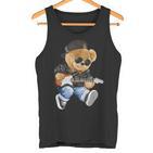 Cute Teddy Bear Playing Electric Guitar Tank Top